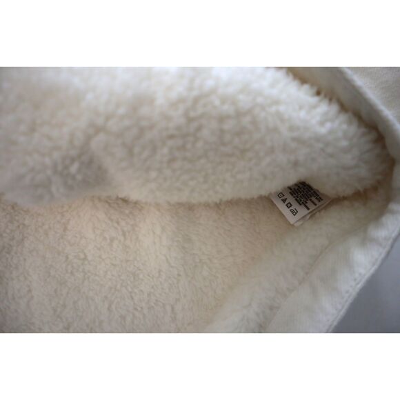 Aeropostale 9569 Women's Sz S Ivory Flannel Sherpa-Lined Shirt Jacket Shacket - Picture 7 of 10